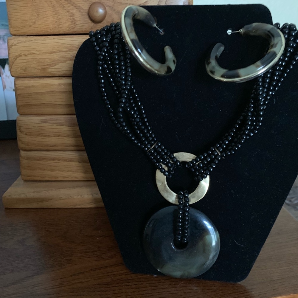 Chico’s Necklace and Hoop earrings
